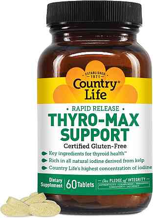 Поддержка щитовидной железы Country Life Rapid Release Thyro-Max Support, 60 Tablets Луцк