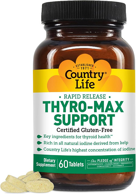 Поддержка щитовидной железы Country Life Rapid Release Thyro-Max Support, 60 Tablets Луцк - изображение 1