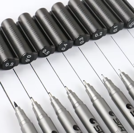 Набір лінерів капілярні ручки для скетч замальовок 9 шт чорного кольору, лінер, маркер для скетчингу Кам'янець-Подільський