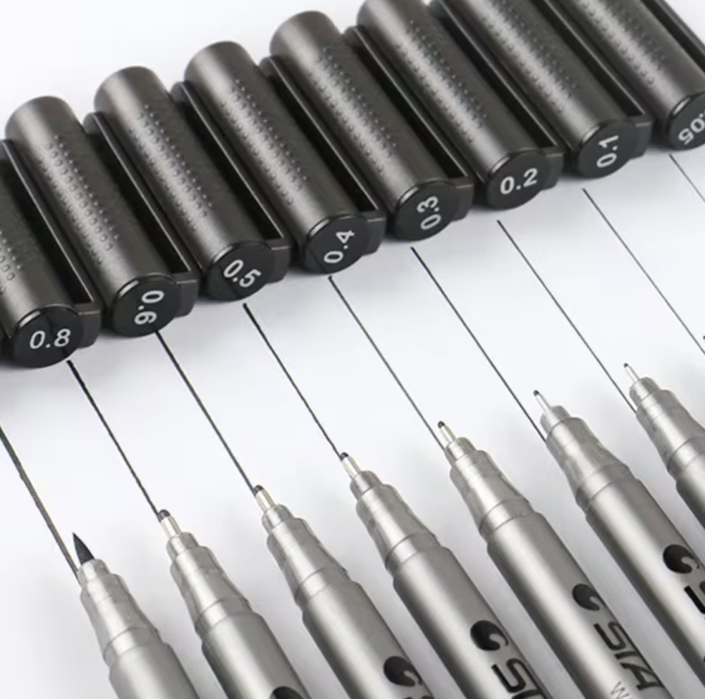 Набор линеров капилярные ручки для скетч зарисовок 9 шт черного цвета, линер, маркер для скетч Каменец-Подольский - изображение 1