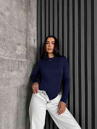 Жіночий стильний сяйний боді фукра з блискітками Синій, 42/44 Одеса