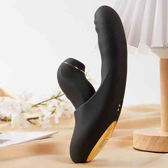 Вибратор 2-в-1 с фрикциями, вакуумом и подогревом BeYourLover FATIMA APP, черный, 19,2 × 6 см Sex Aura Киев