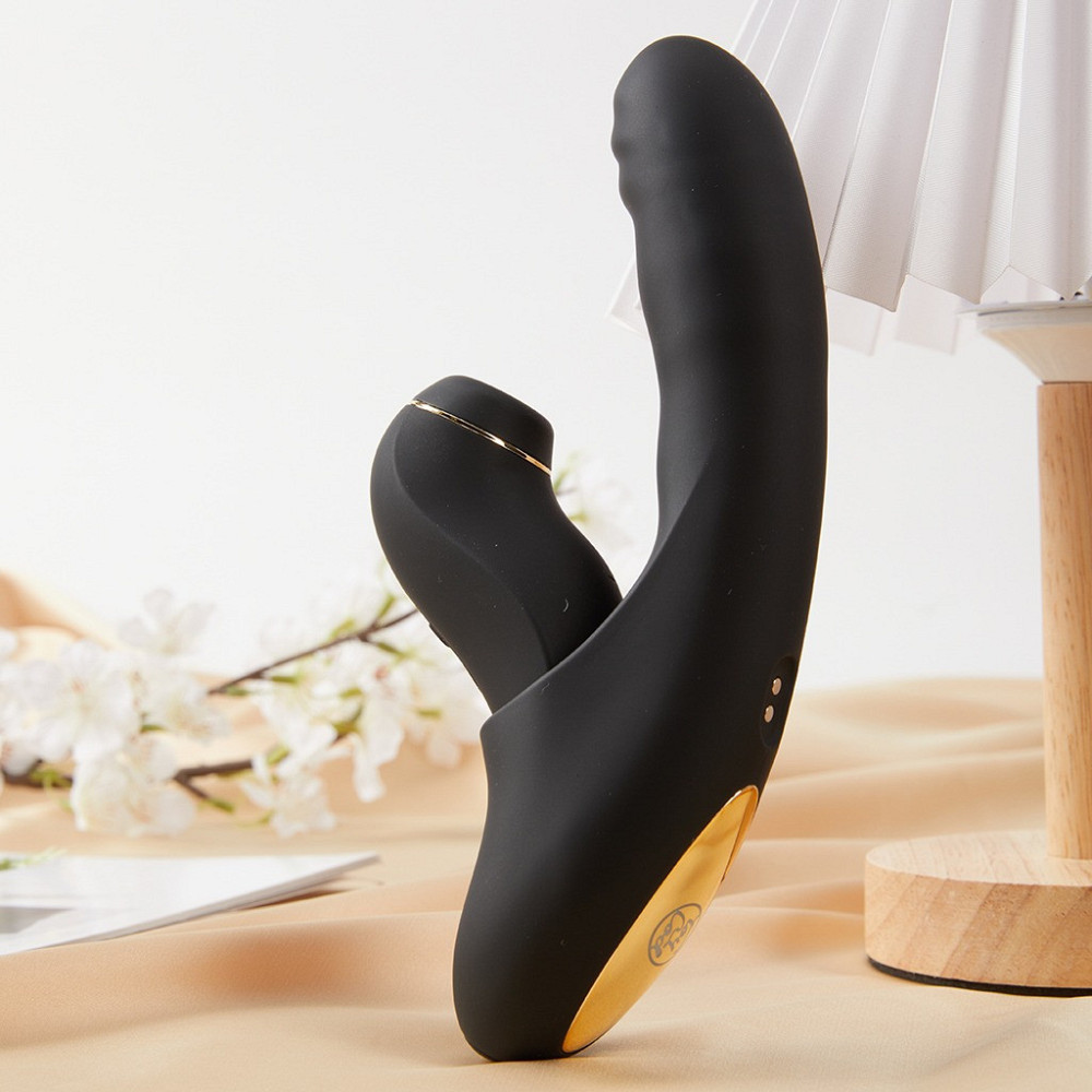 Вибратор 2-в-1 с фрикциями, вакуумом и подогревом BeYourLover FATIMA APP, черный, 19,2 × 6 см Sex Aura Киев - изображение 4