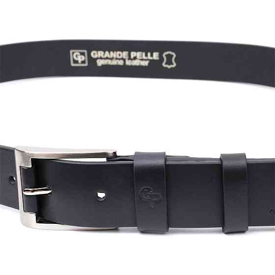 Интересный ремень под джинсы из натуральной кожи GRANDE PELLE 11687 Черный Киев