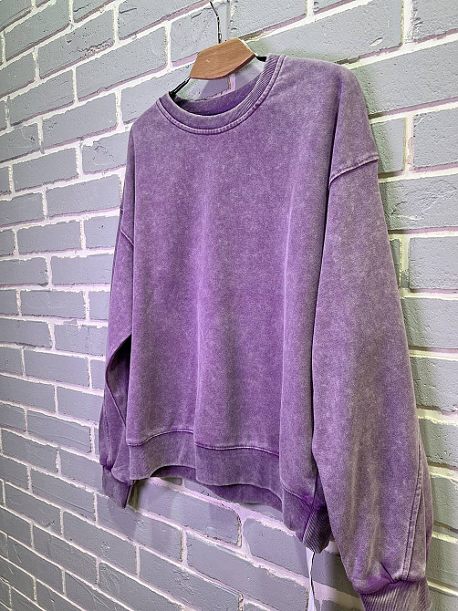 Свитшот женский A-N 25027 оверсайз свободный крой вареный тай-дай средняя длина one size, фиолетовый, one size Киев - изображение 20