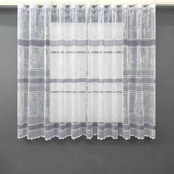 Короткий тюль VR-Textil 1947т Жакард Білий з сірим 300х145 см (42-0899) Київ