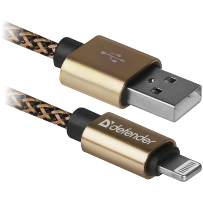 Дата кабель USB 2.0 AM to Lightning 1.0m gold Defender (87806) Винница