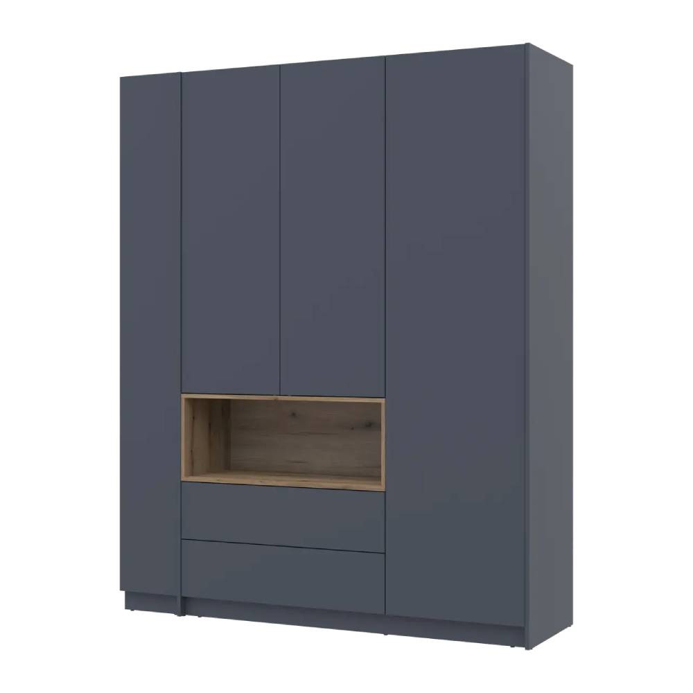 Шафа для одягу з нішою та етажеркою Doros Дейл Графіт/Дуб Евок 3 ДСП 178х52х220 DRS-011725 (44900337) Дніпро - фото 1