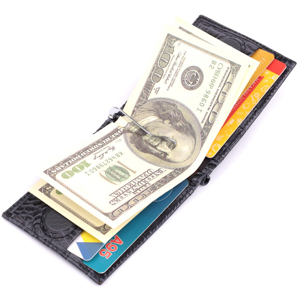 Практичный мужской кошелек-зажим из натуральной кожи KARYA 22851 Серый Киев - изображение 8