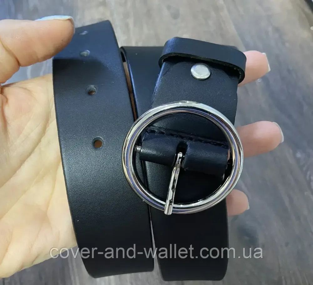Широкий женский ремень черного цвета из натуральной кожи 40 мм PS Leather Киев - изображение 9