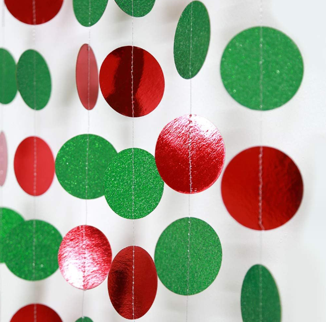 Новорічна гірлянда на нитці Кружки 4 м 5см червоно-зелений Київ - фото 3