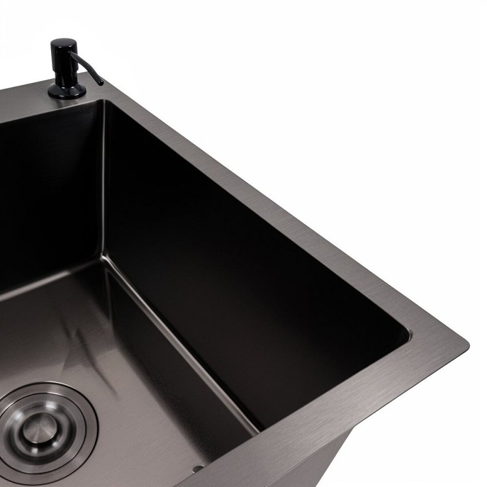 VALESO Кухонна мийка CM 78*50 R чорна PVD VALESO Handmade (круглий сифон 3,0/0,8) Коломия - фото 8