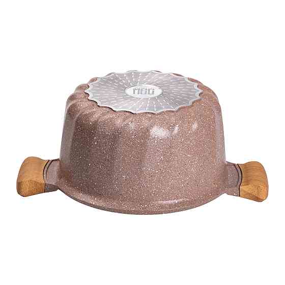 Алюминиевая кастрюля объемом 5 литров с крышкой Ø 24 см, мраморное антипригарное покрытие, кофейный MGC HP-4-433CO Киев