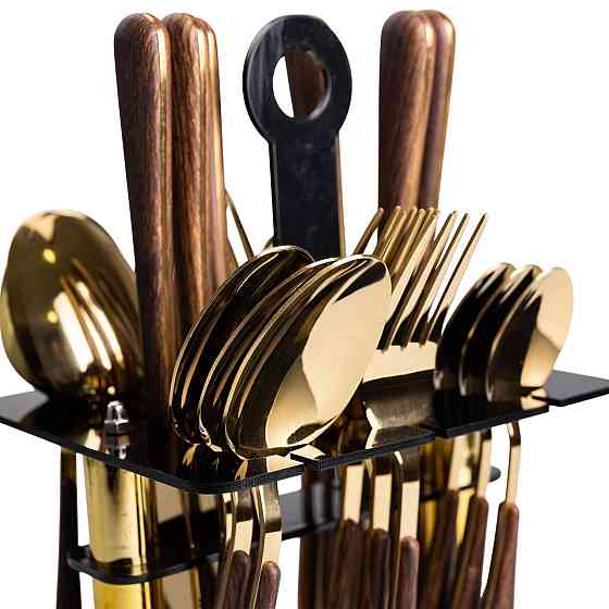 Набір столових приборів на 6 осіб з дерев'яними ручками Київ