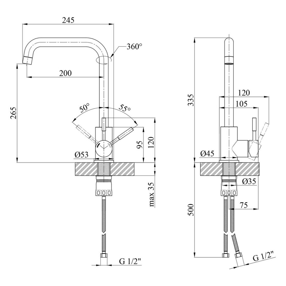 Смеситель для кухни WEZER EKO4B-01-GUNGREY графит Киев - изображение 2