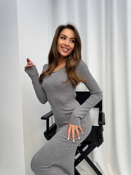 Женское трендовое платье из трикотажа рубчик Графит Одесса - изображение 9