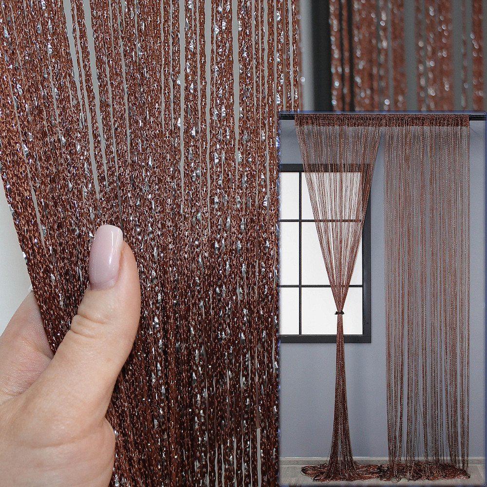 Штори-нитки "Кісея" з люрексом Коричневий 300х300см 1 шт (61-001) Київ - фото 1