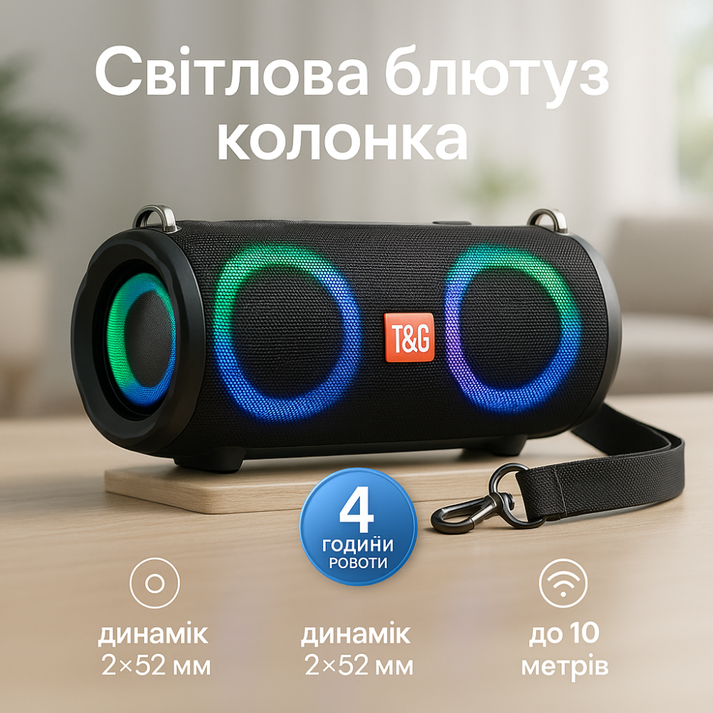 Светомузыкальная портативная колонка TG642, Колонка музыкальная с подсветкой bluetooth TY-99 Львов - изображение 18