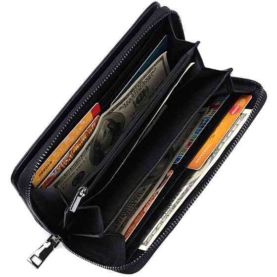 Мужской клатч с блоком для карт из натуральной кожи ST Leather 22694 Черный Киев