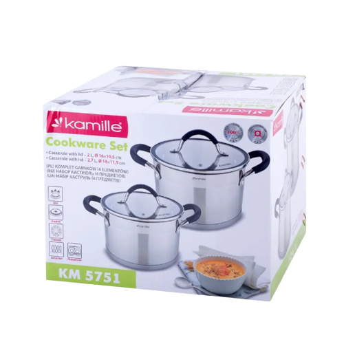 Набір каструль 4 предмети (каструлі 2/2,7л) нержавіюча сталь 5751 KAMILLE Житомир