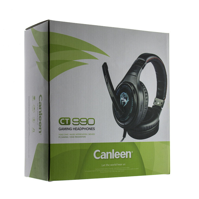 Ігрові накладні навушники Canleen CT990 з мікрофоном і підсвіткою (Чорний) Вінниця - фото 6