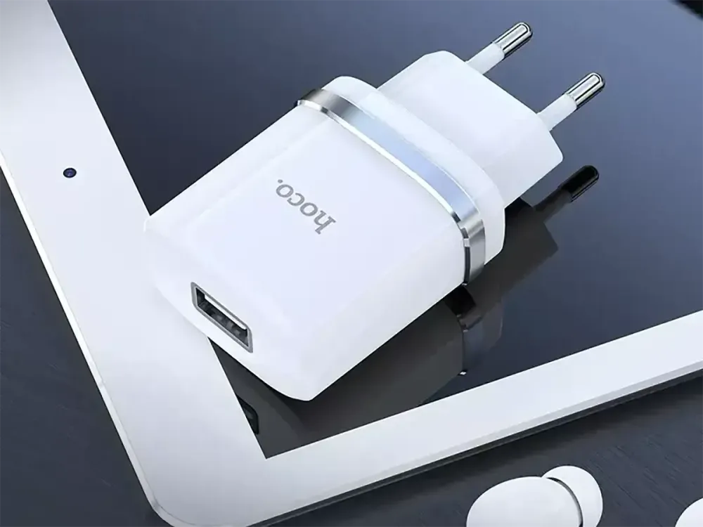 Мережевий зарядний пристрій Hoco N1 Ardent 220V (12W, 5V/2.4A) з підсвічуванням USB та кабелем micro-USB 1м Одеса - фото 7