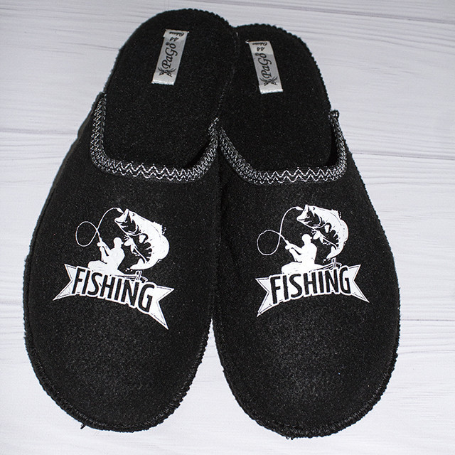 Тапочки мужские черные закрытый носок, тапки для ламината, тихоходы Войлок PaGo 