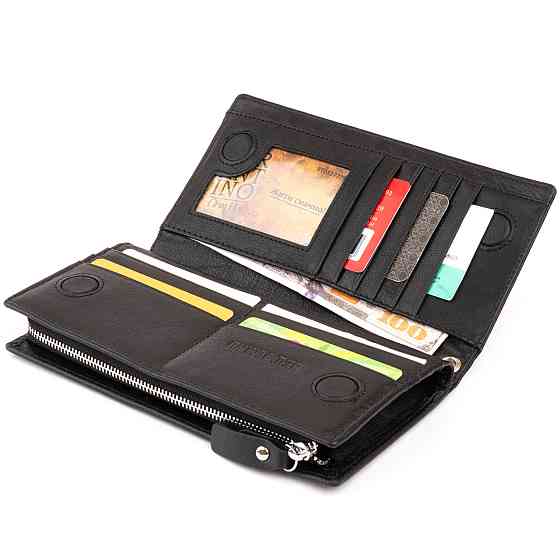 Вертикальный кошелек кожаный женский Черный (ST Leather) Киев