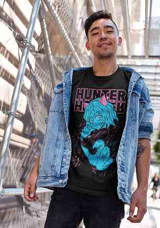 Футболка з аніме принтом Мисливець × Мисливець оверсайз (S/M/L) Чорний AnimeJ0927 Дніпро