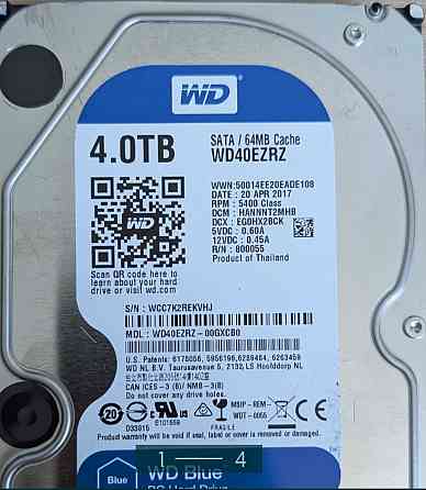 Жорсткий Диск: WD Blue 4 TB 3.5" (WD4Oezrz) Київ