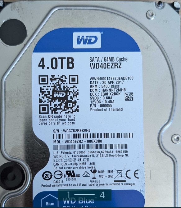 Жорсткий Диск: WD Blue 4 TB 3.5" (WD4Oezrz) Київ - фото 4
