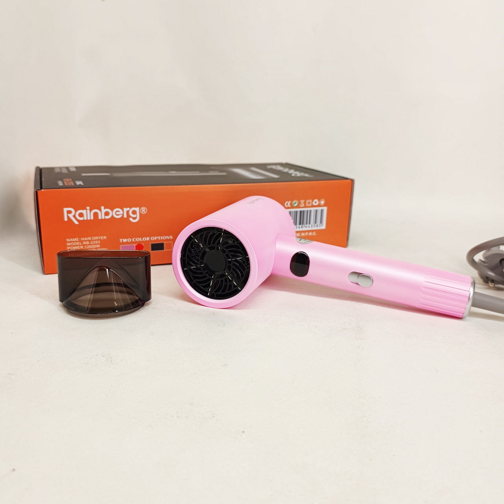 Фен з іонізацією і регулюванням температури Rainberg, Фен для дому та подорожей, Електрофен з насадками GV-37 Львів - фото 3
