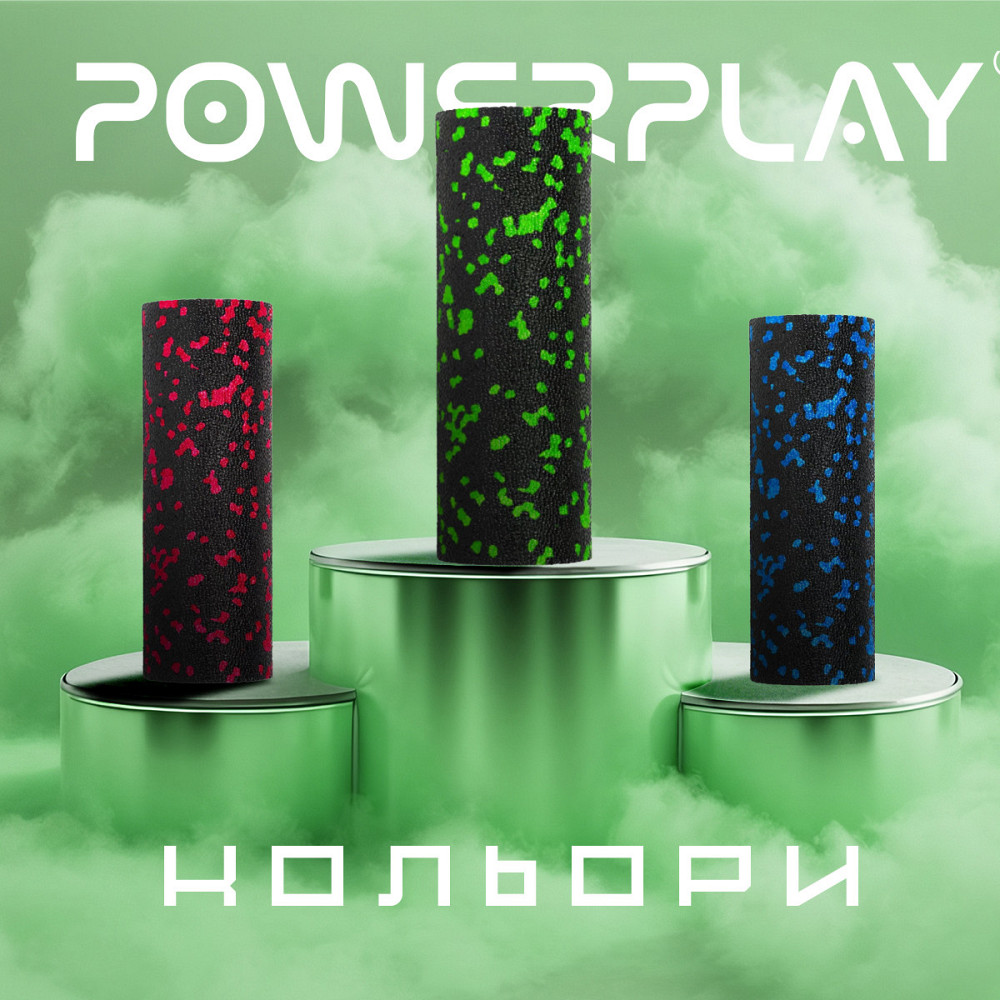 Масажний ролик (роллер) гладкий PowerPlay PP-4346 Mini EPP Foam Roller Чорно/Зелений (15x5,3см.) Каменское - изображение 10