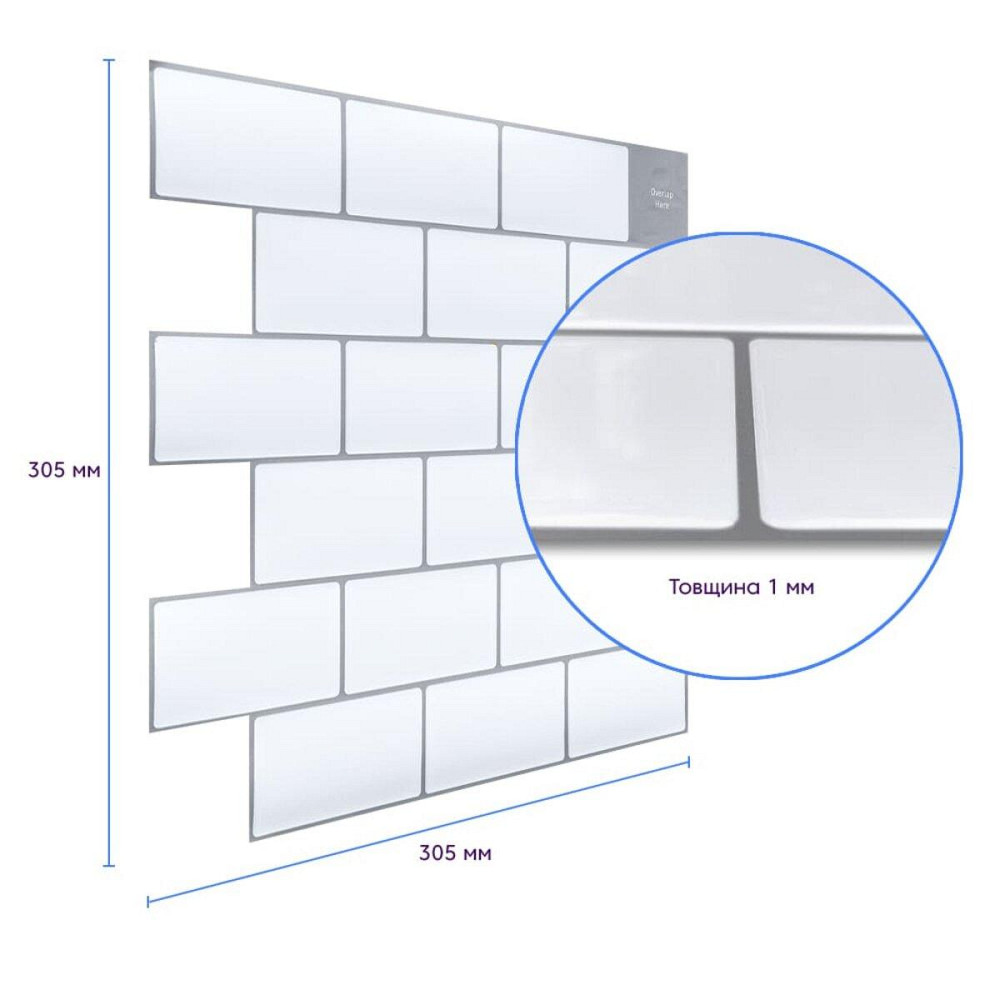 Самоклеющаяся полиуретановая плитка белый кирпич 305х305х1мм (D) SW-00001193 Днепр - изображение 6