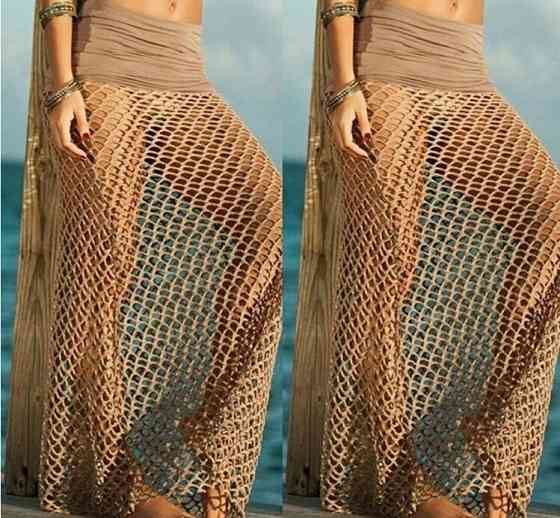 Пляжна спідниця в сітку універсальний бежевий Київ