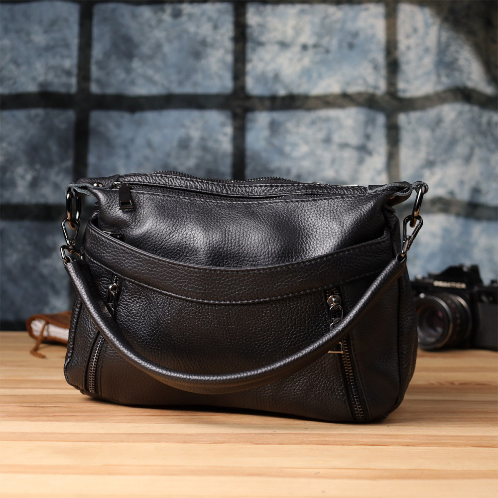 Женская сумка из натуральной кожи Vintage 23011 Черный Киев - изображение 10