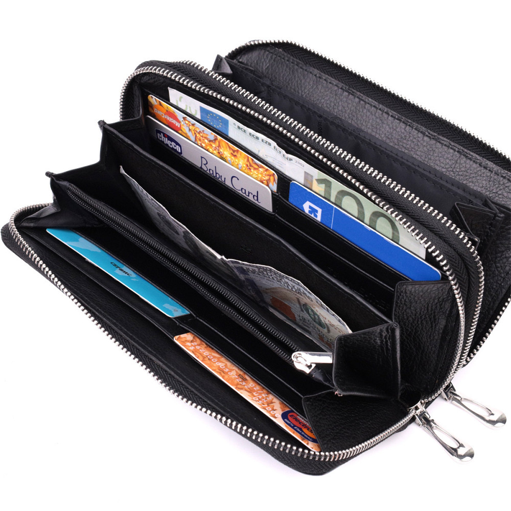 Мужской клатч на два отделения из натуральной кожи ST Leather 22531 Черный Киев - изображение 6