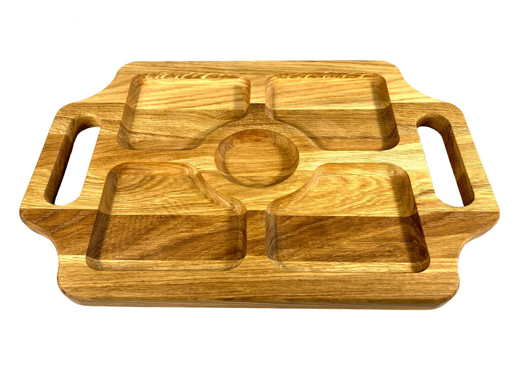 Деревянная тарелка прямоугольная из натурального дерева, закусочная тарелка 44х29х2,5 см Каменец-Подольский - изображение 2