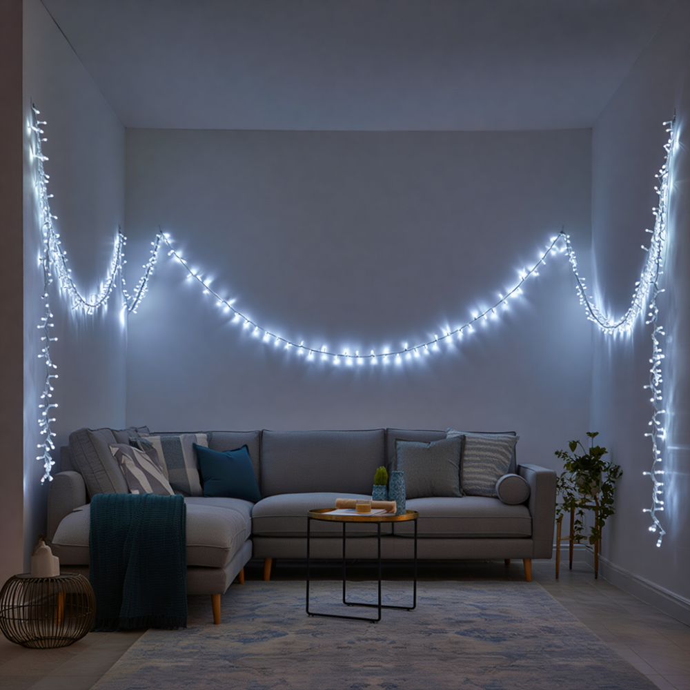 Гірлянда новорічна 14 м, 160 LED, білий провід, біле світло Київ - фото 1