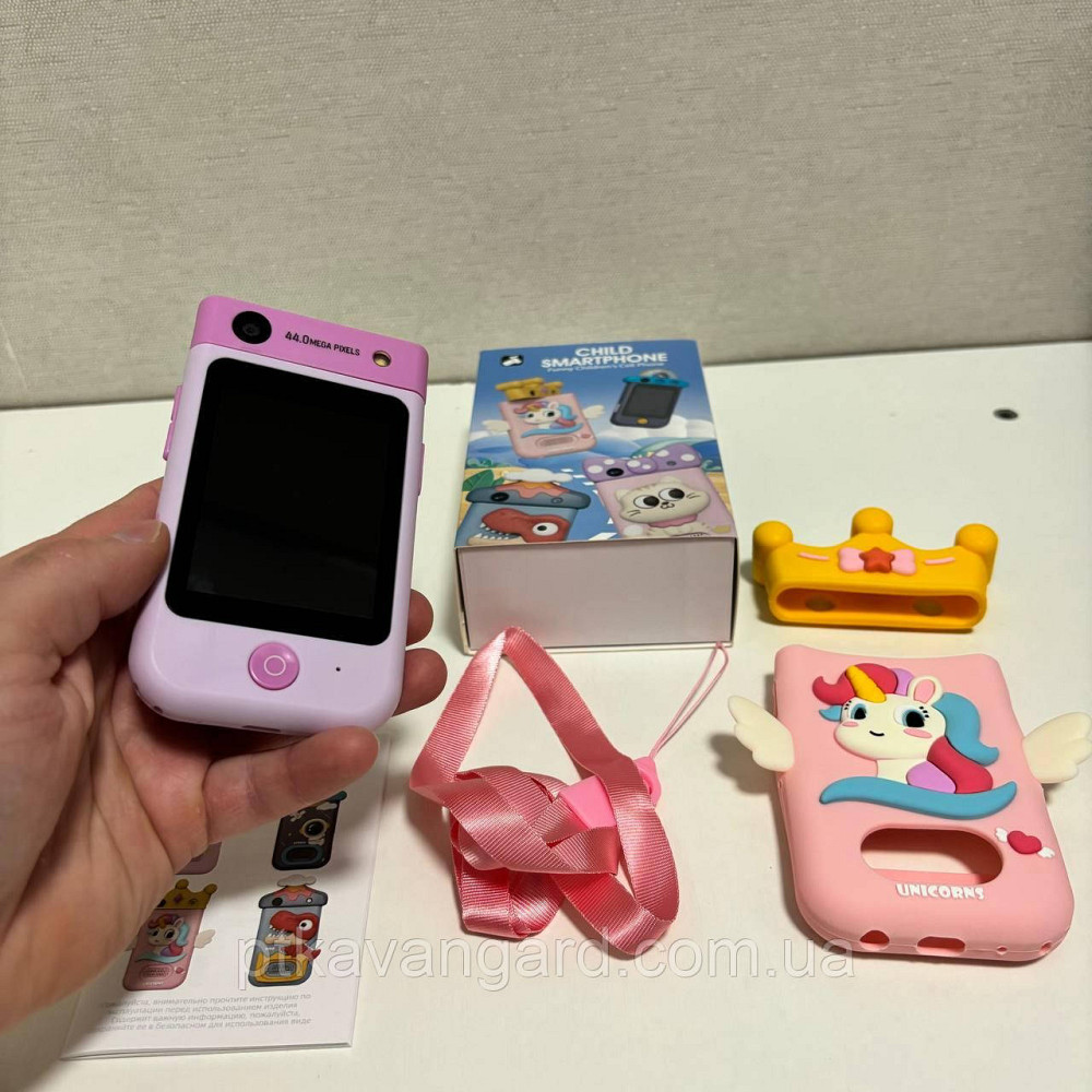 Фотоапарат іграшковий "Єдиноріг" у вигляді телефону (сенсорний екран, камера, type-c, українською) X 19 U рожевий Хмельницький - фото 3