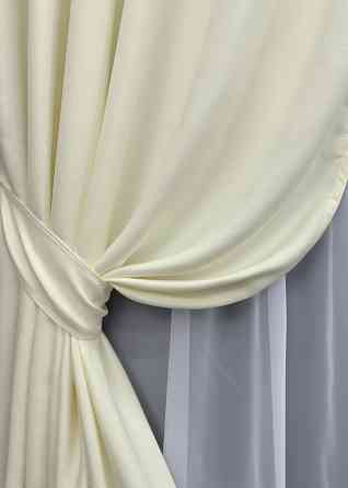 Комплект готових штор VR-Textil Льон Парма № 1736ш Молочный 150х270 см 2 шт (33-0647) Киев