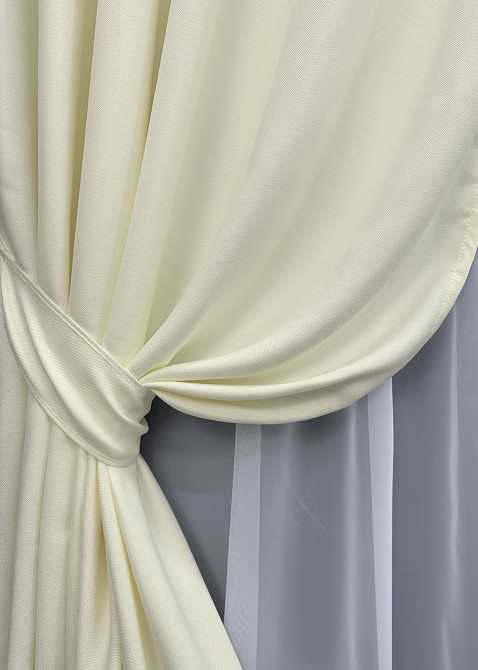 Комплект готових штор VR-Textil Льон Парма № 1736ш Молочный 150х270 см 2 шт (33-0647) Киев - изображение 5