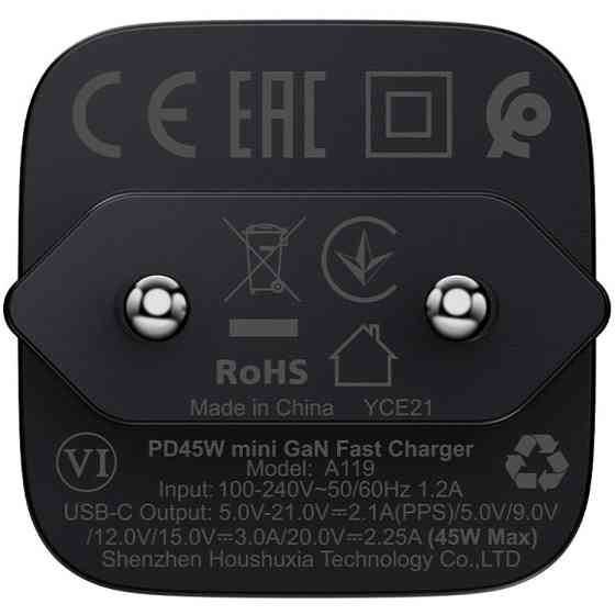 Зарядний пристрій 1xUSB-C 45W Gan A119 Fast Charger black Acefast Винница