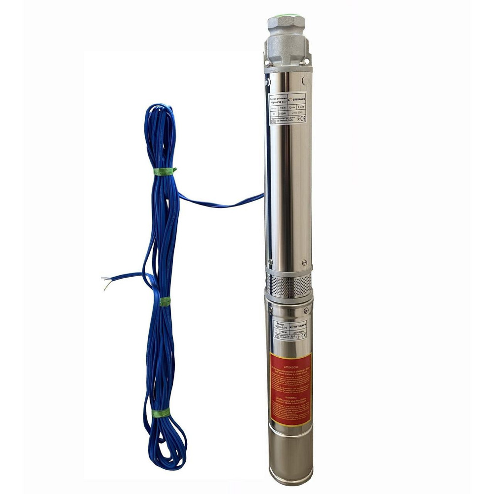 Насос свердловиний з підвищеною стійкістю до піску OPTIMA PM 4QJm4/11 0,75 кВт 81м + 15 м кабель (000019680) Київ - фото 1