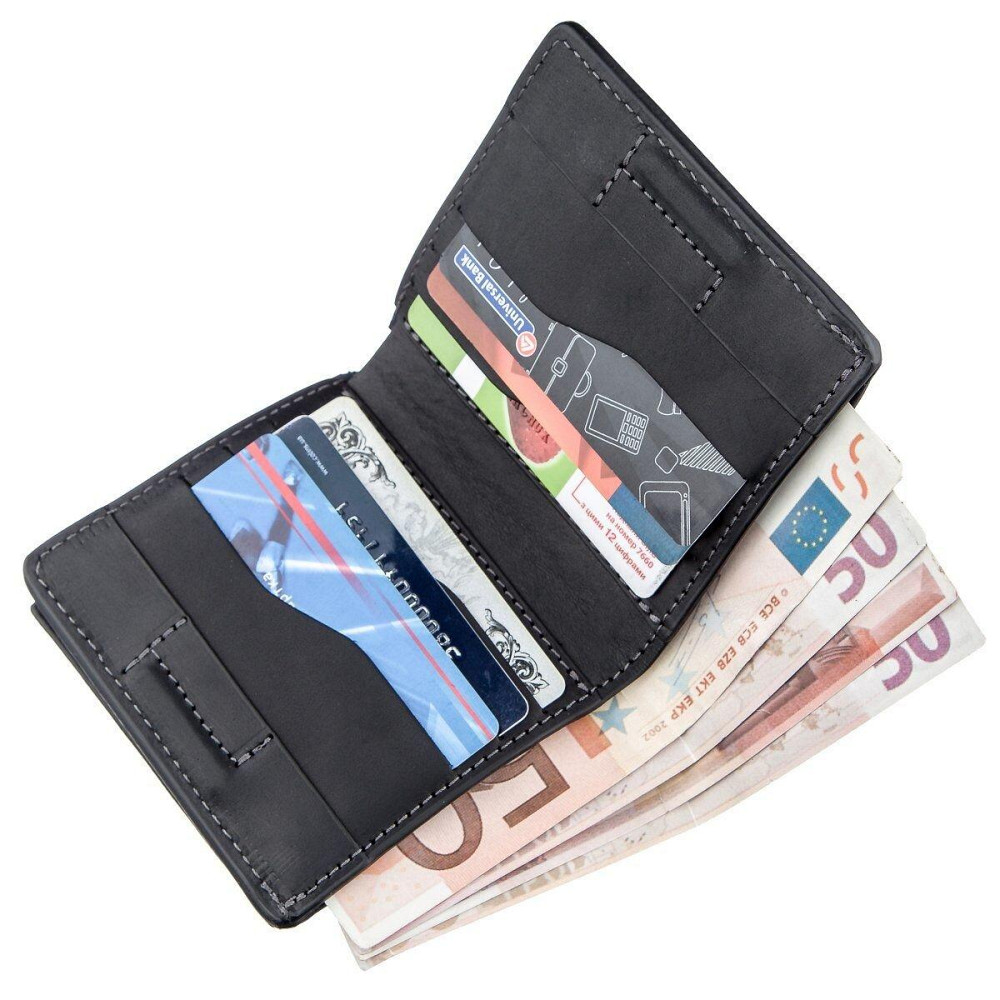 Оригінальна портмоне унісекс з накладної монетницьою Чорне (GRANDE PELLE) Київ - фото 3