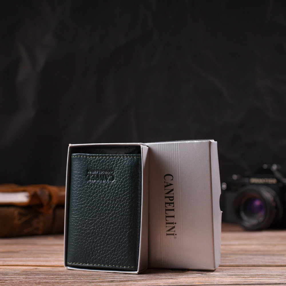 Картхолдер унісекс у три складання з автоматичним механізмом з натуральної шкіри флотар CANPELLINI 21932 Зелений Київ - фото 1