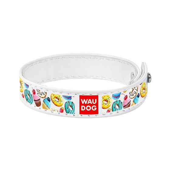 Браслет WAUDOG Design з малюнком "Пончики", преміум шкіра (ширина 15 мм, довжина 21-23 см) біли Коломия