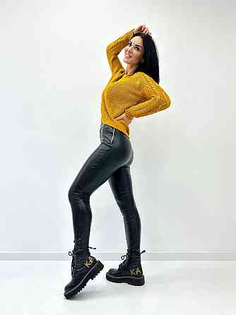 Утеплені трендові шкіряні легінси на флісі Style Київ