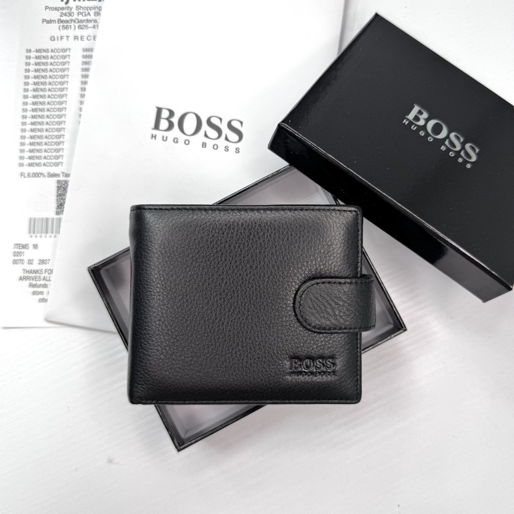 Брендовый зажим из натуральной кожи на застежке Boss (6603) Киев - изображение 1