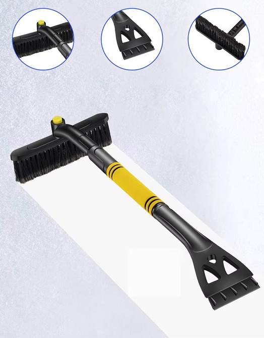 Щітка зі скребком автомобільна.Щітка для видалення льоду і снігу з авто,Телескопічна щітка для машини чорна Кам'янець-Подільський - фото 3